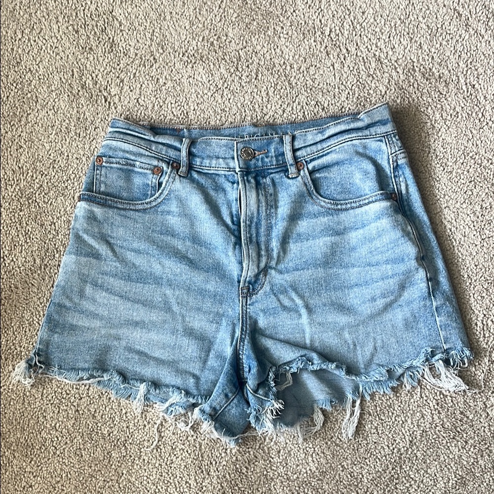 American Eagle Outfitters Blue Jean Shorts Distressed Raw-Edge